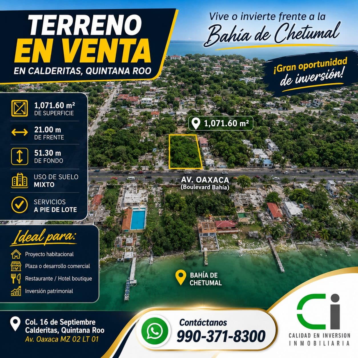 Terreno en venta de 1,071 m² en Oaxaca 39, Calderitas — OthON P Blanco